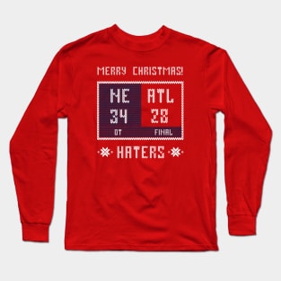 Football Ugly Christmas Sweater Shirt, NE ATL OT, New England vs Atlanta Superbowl Long Sleeve T-Shirt